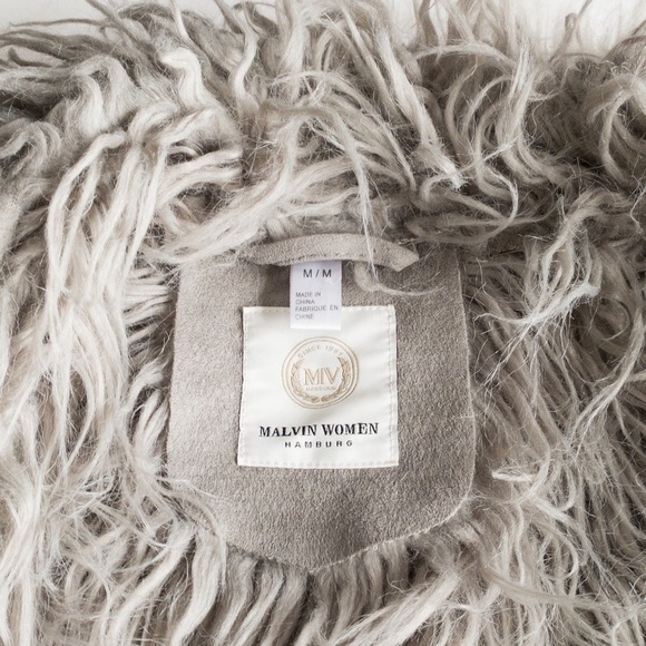 Malvin Hamburg Vest Faux Fur Long Hair Trim Grey Womens Size M - Picture 7 of 9